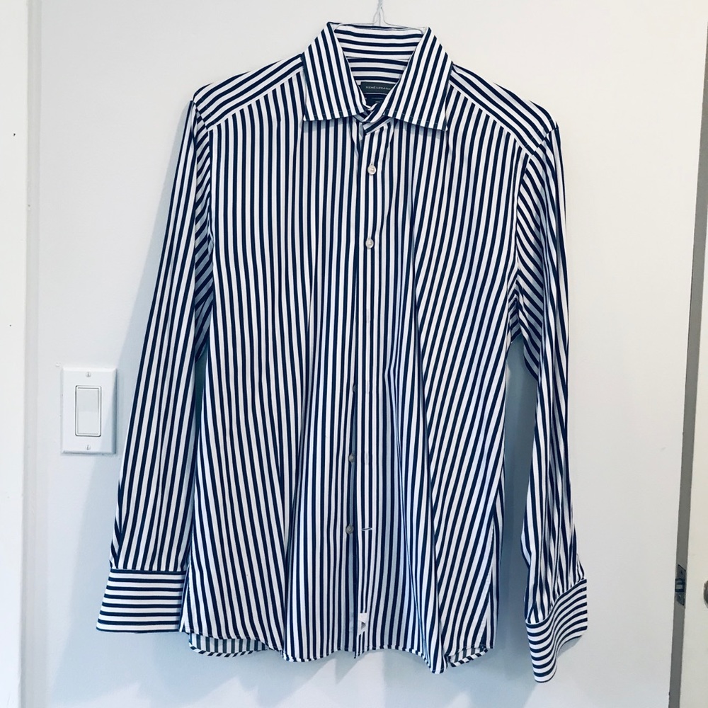 RENE LEZARD**Navy Blue/ White Shirt**17” Slim Fit - Picture 5 of 5
